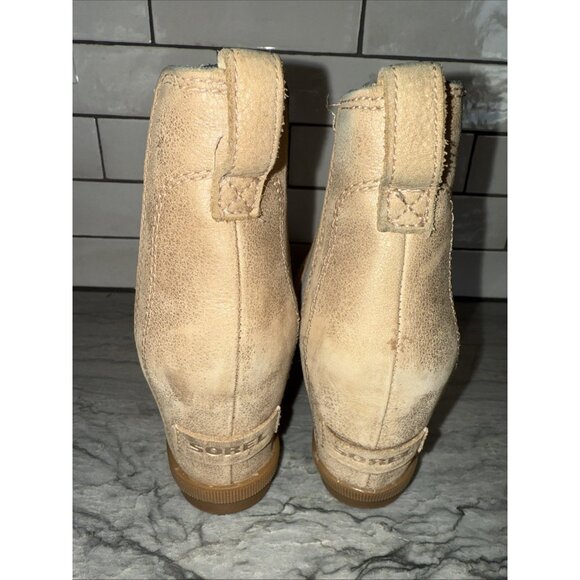 Sorel Joan of the Arctic Chelsea Wedge Heel Lined Boots Booties Beige Womens 6.5 - Picture 2 of 7